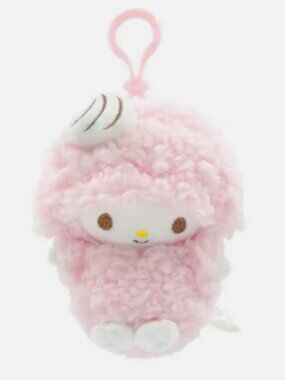 PINK Sweet Piano Sheep Melody Marshmallow Plush Key Charm Bag Holder Toy Purse
